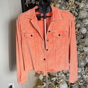 POL Women's Neon Coral Corduroy Jacket NWOT